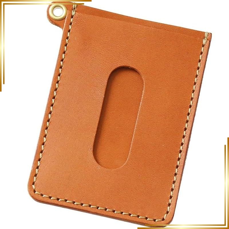 【新品】 [PORCO ROSSO] パスケース 定期入れ ハトメ 縦型 本革 革 栃木レザー 薄型 メンズ レディース 日本製 国産 キャメル[sokunou] 0