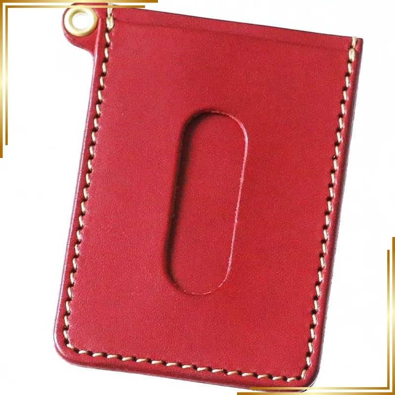 【新品】 [PORCO ROSSO] パスケース 定期入れ ハトメ 縦型 本革 革 栃木レザー 薄型 メンズ レディース 日本製 国産 赤 レッド[sokunou] 0