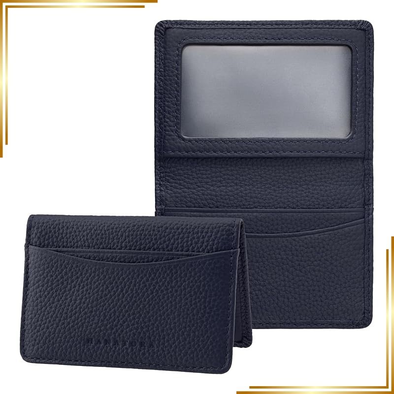【新品】 [HANATORA] カードケース 本革 薄型 窓付き メンズ レディース ブランド 定期入れ クレジットカード 牛本革 シュリンクレザー プレゼント お出かけ ギフト ネイビー HCC06GZ-Navy プレゼント人気 誕生日プレゼント 誕生日 0