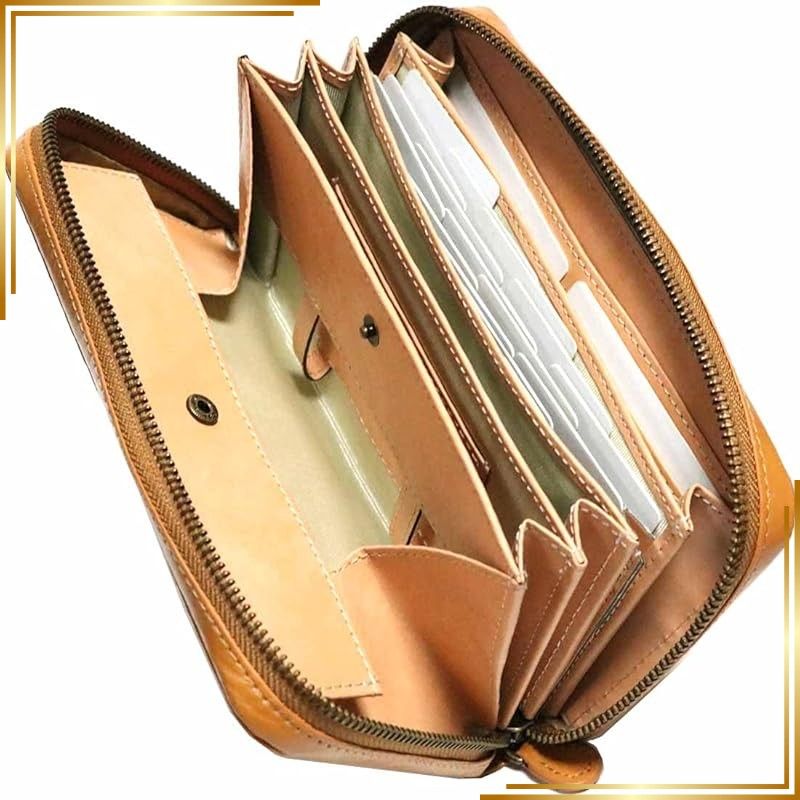 【新品】 [ベルクート] キャメル 栃木レザー トチギレザー 大人 紳士 本革 牛革 長財布 財布 レザー ロング ウォレット メンズ レディース 男性 ラウンドジップ ラウンドファスナー 小銭入れあり 長サイフ 大容量 多機能 革 サイフ 1070949 1