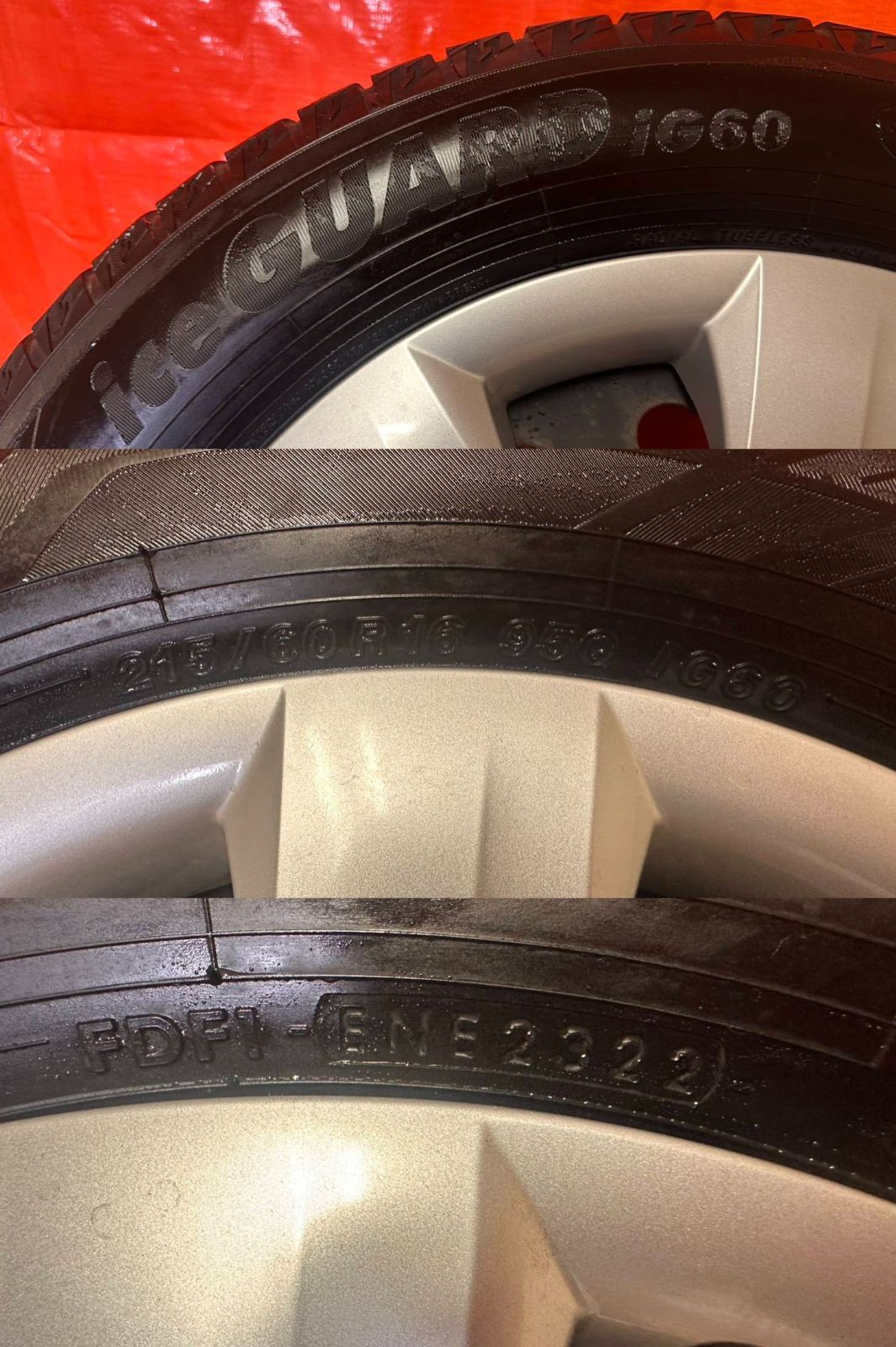 ヨコハマ iG60 215/60R16 2022年製 スタッドレス 4本 トヨタ純正 