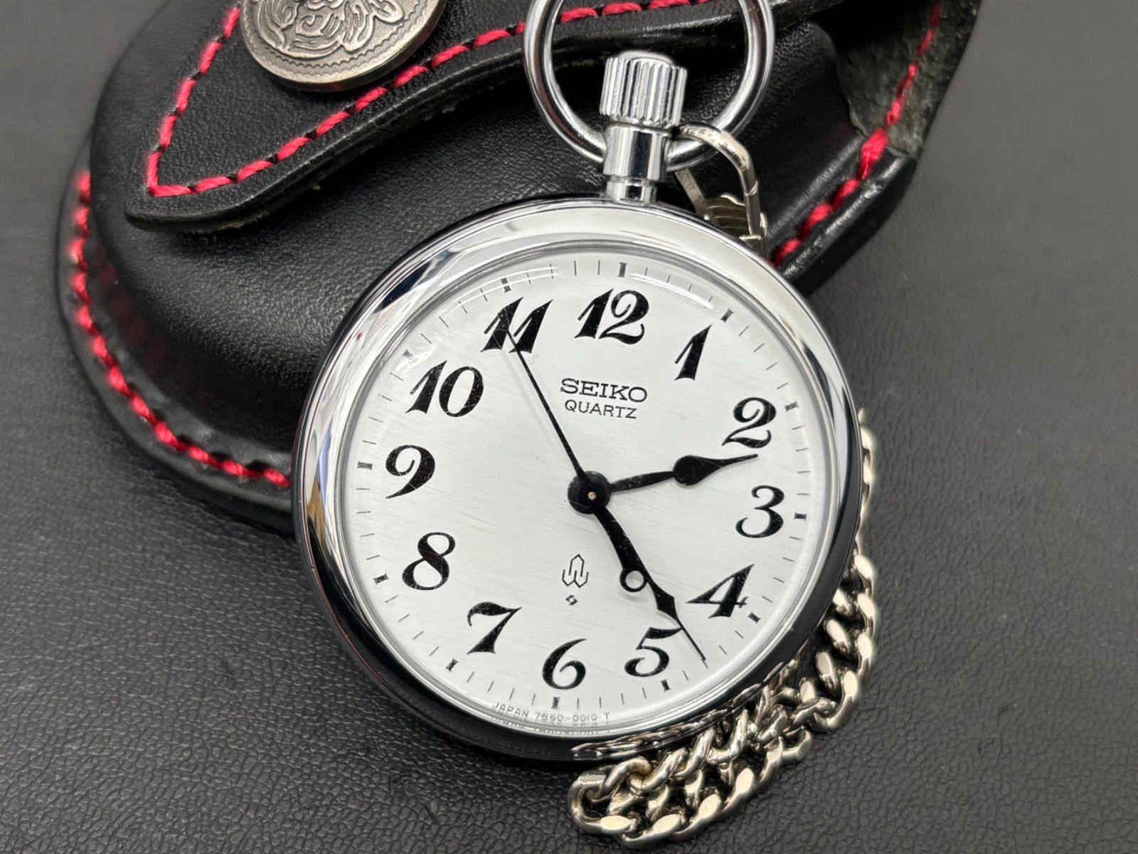 C【稼動品・長期動作未確認】SEIKO セイコー 懐中時計 7550-0010 鉄道 