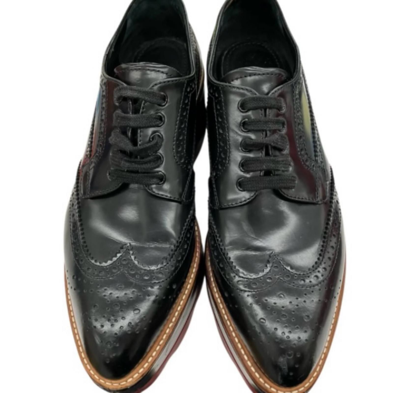 186005 PRADA プラダ PRADA ローファー 厚底 ウィングチップ レザー 