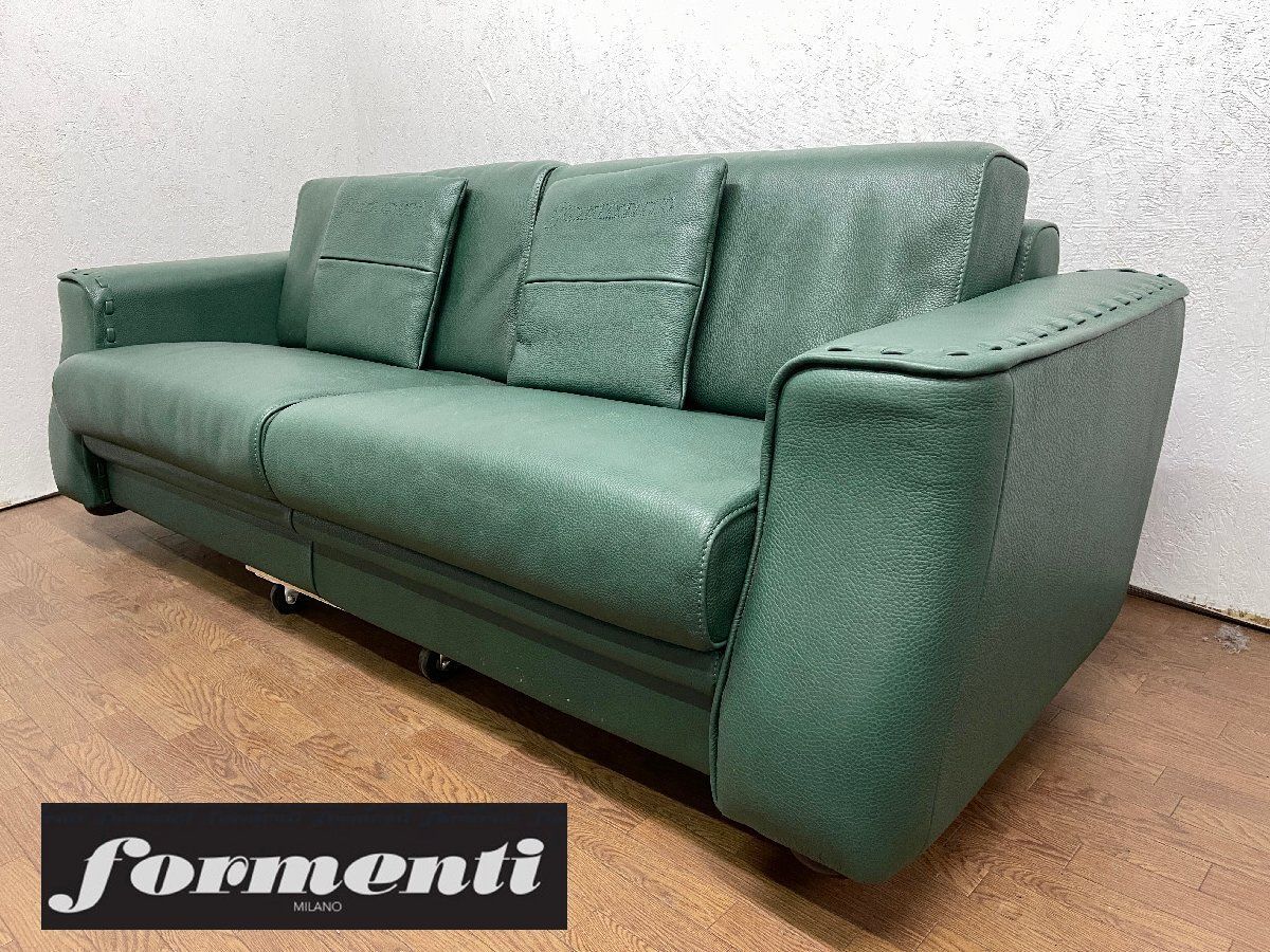○美品 フォルメンティ formenti 本革 3人掛けソファ トリプルソファ