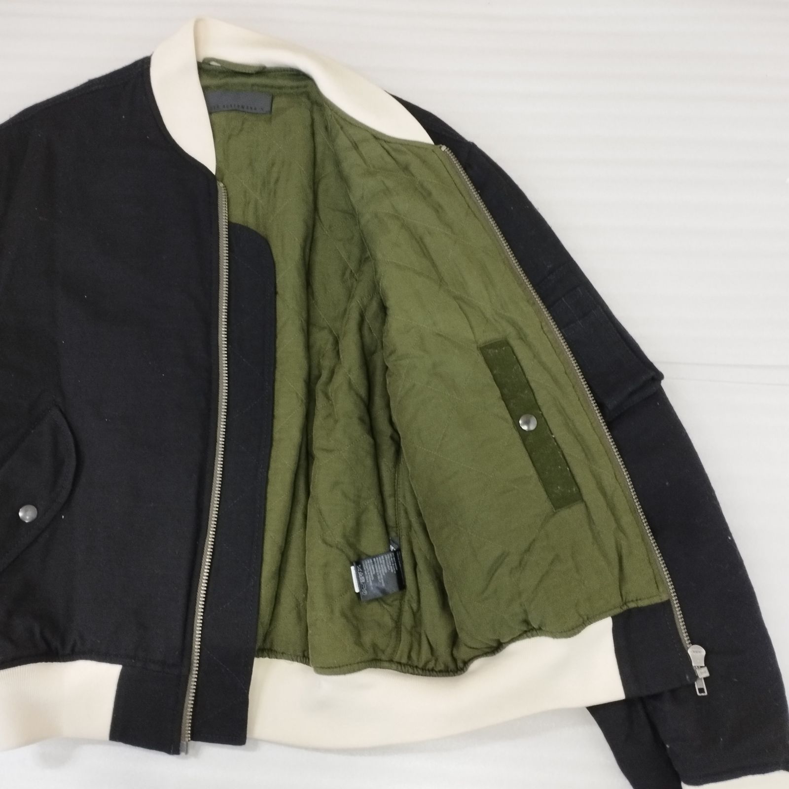 D38322】HAIDER ACKERMANN ブルゾン S ボンバージャケット 黒白 裏地