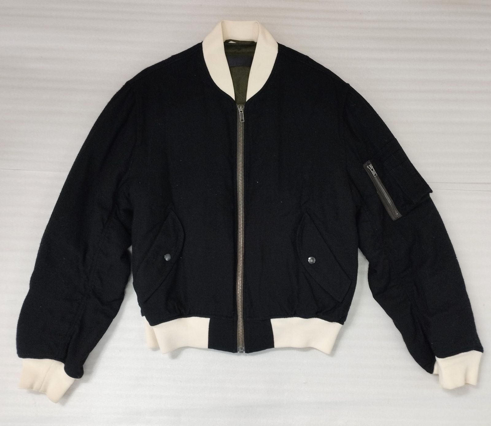D38322】HAIDER ACKERMANN ブルゾン S ボンバージャケット 黒白 裏地