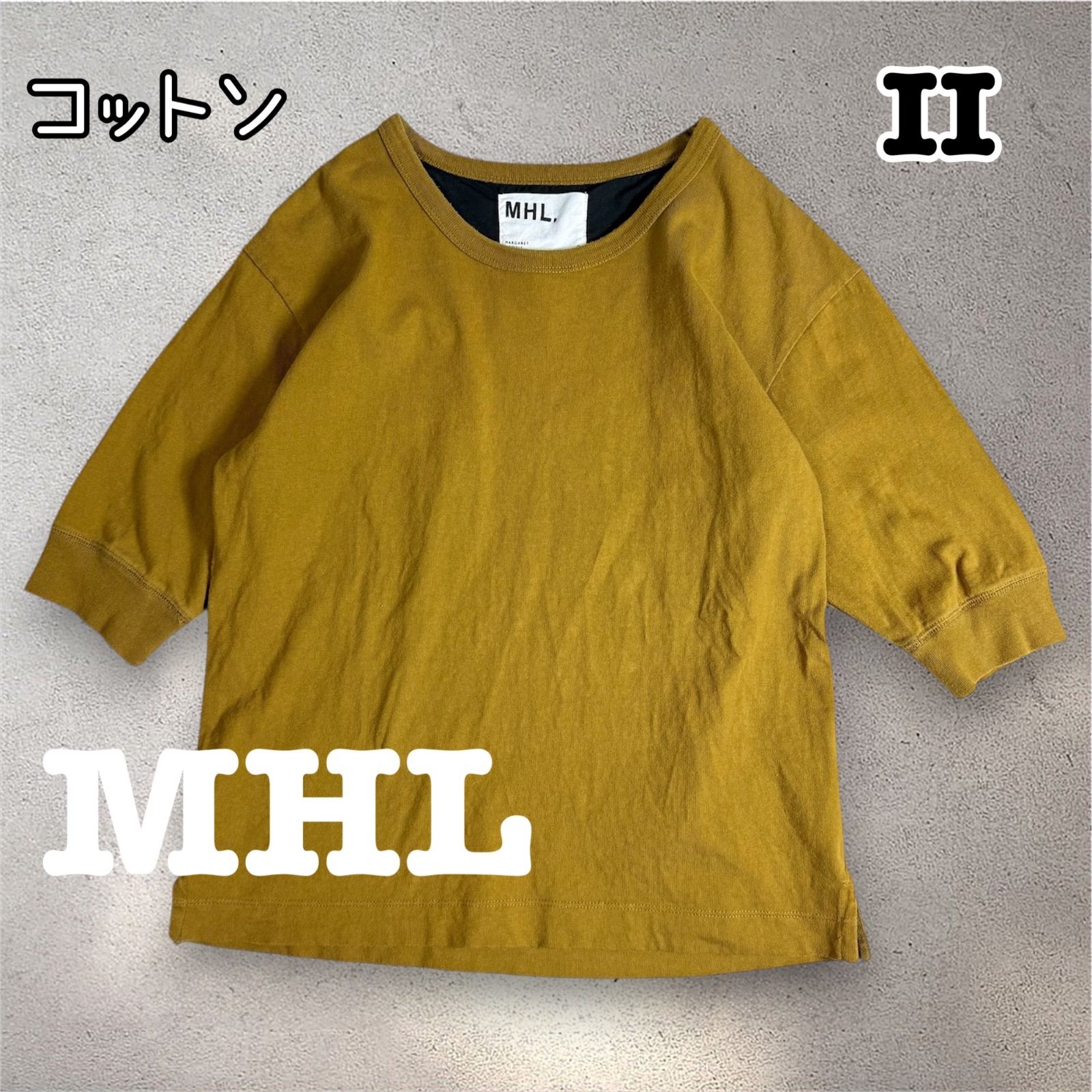 MHL マーガレットハウエル コットン 五部袖 クルーネック Tシャツ プル 