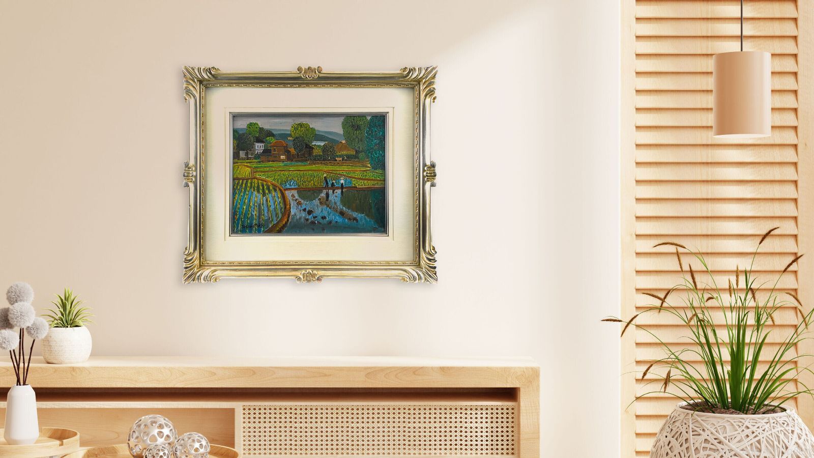 高畠達四郎 「水田風景」 油絵・油彩画 絵画 - メルカリ