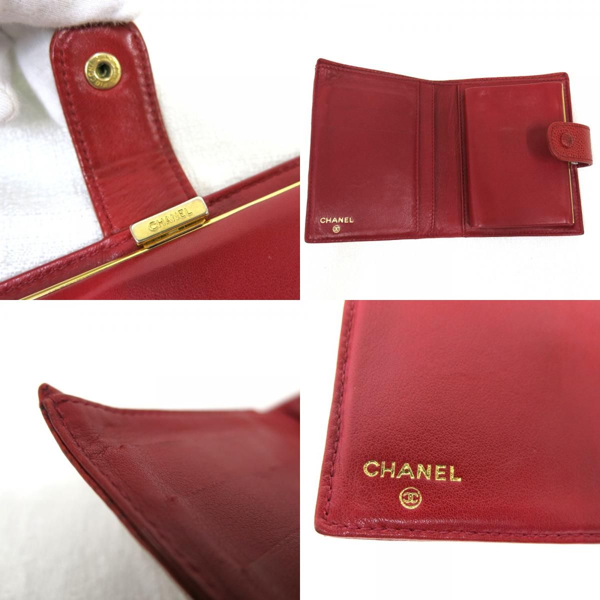 二つ折り財布 シャネル　財布　キャビアスキン　#レッド Hn614314 中古 Hn614314 二つ折り財布 シャネル 財布 キャビアスキン #レッド 中古
