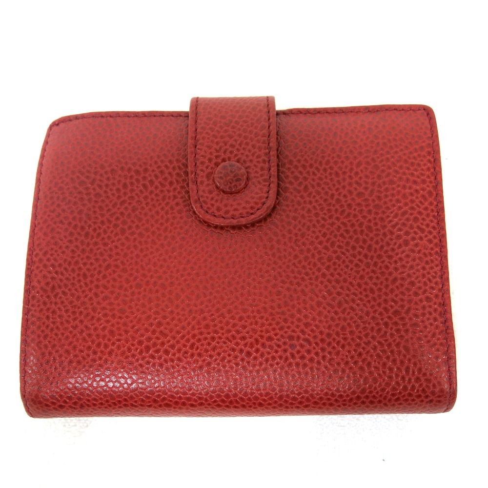 二つ折り財布 シャネル　財布　キャビアスキン　#レッド Hn614314 中古 Hn614314 二つ折り財布 シャネル 財布 キャビアスキン #レッド 中古