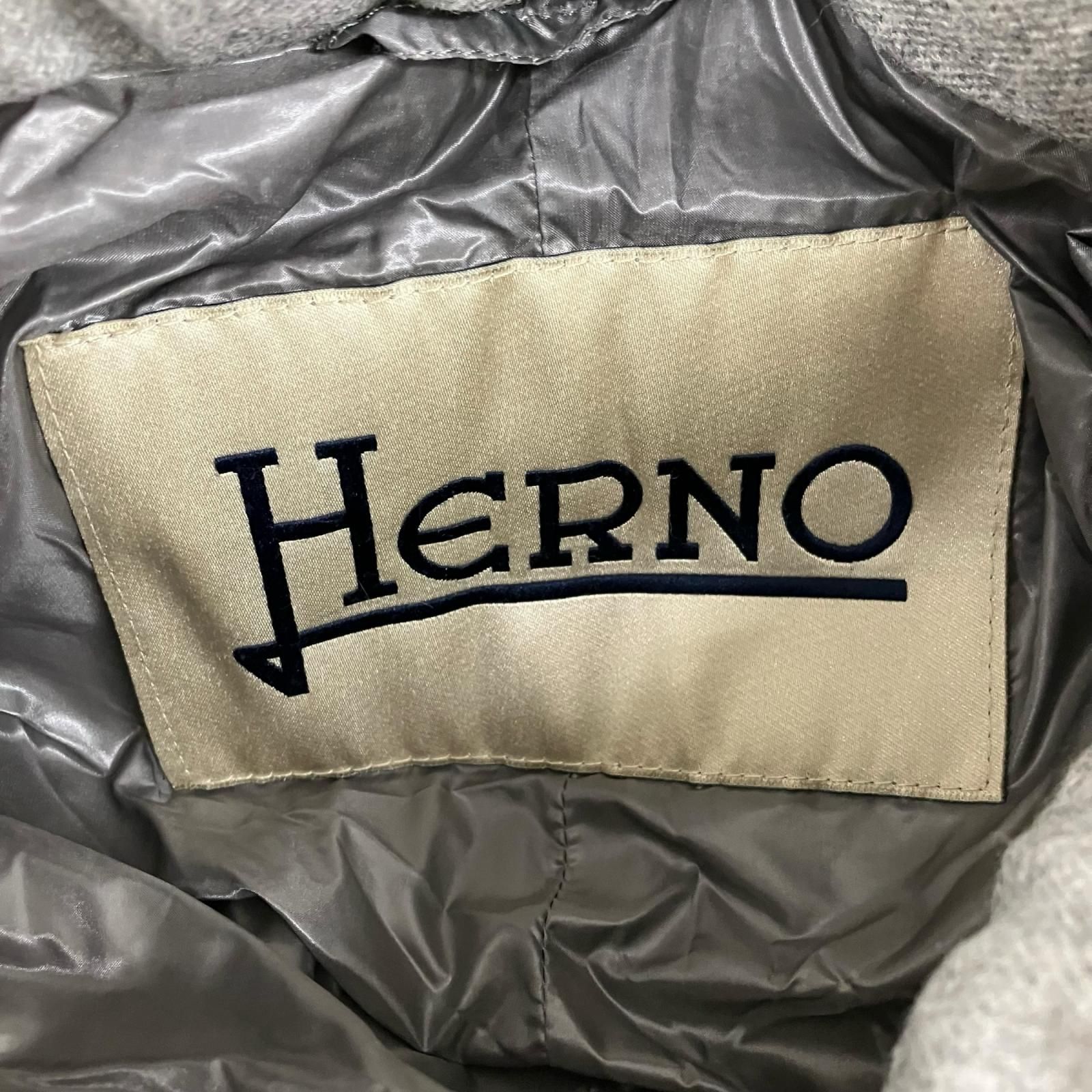 186000 Herno ヘルノ カシミヤシルク切り替えダウンコート 44 グレー 