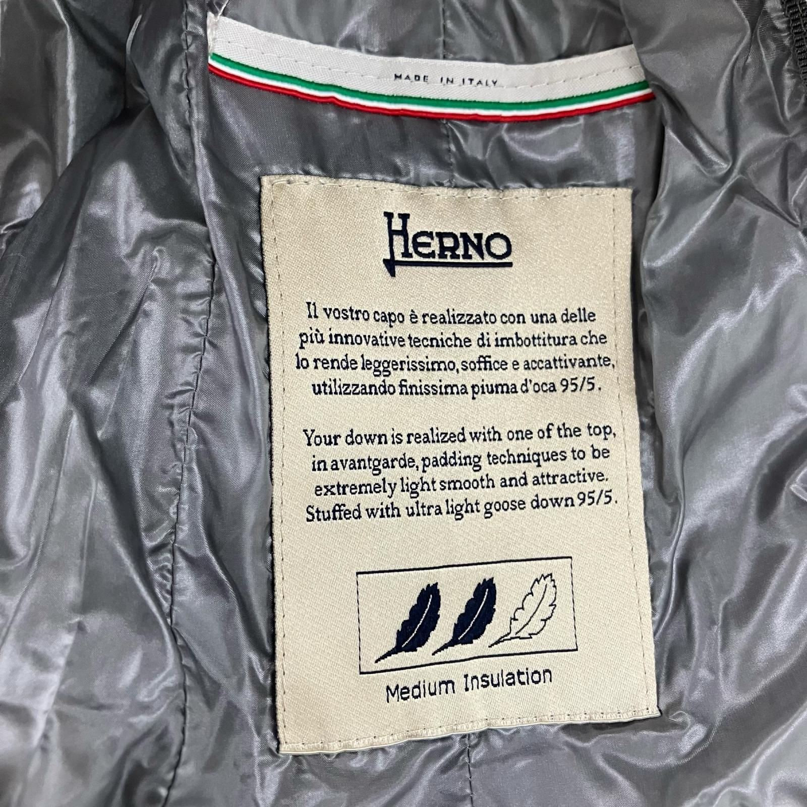 186000 Herno ヘルノ カシミヤシルク切り替えダウンコート 44 グレー 