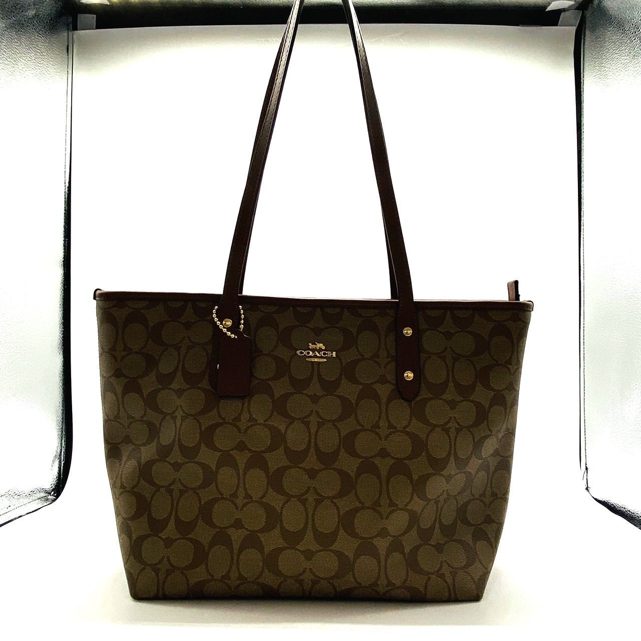 ☆COACH コーチ シグネチャー トートバッグ F58292 レザー × PVC 