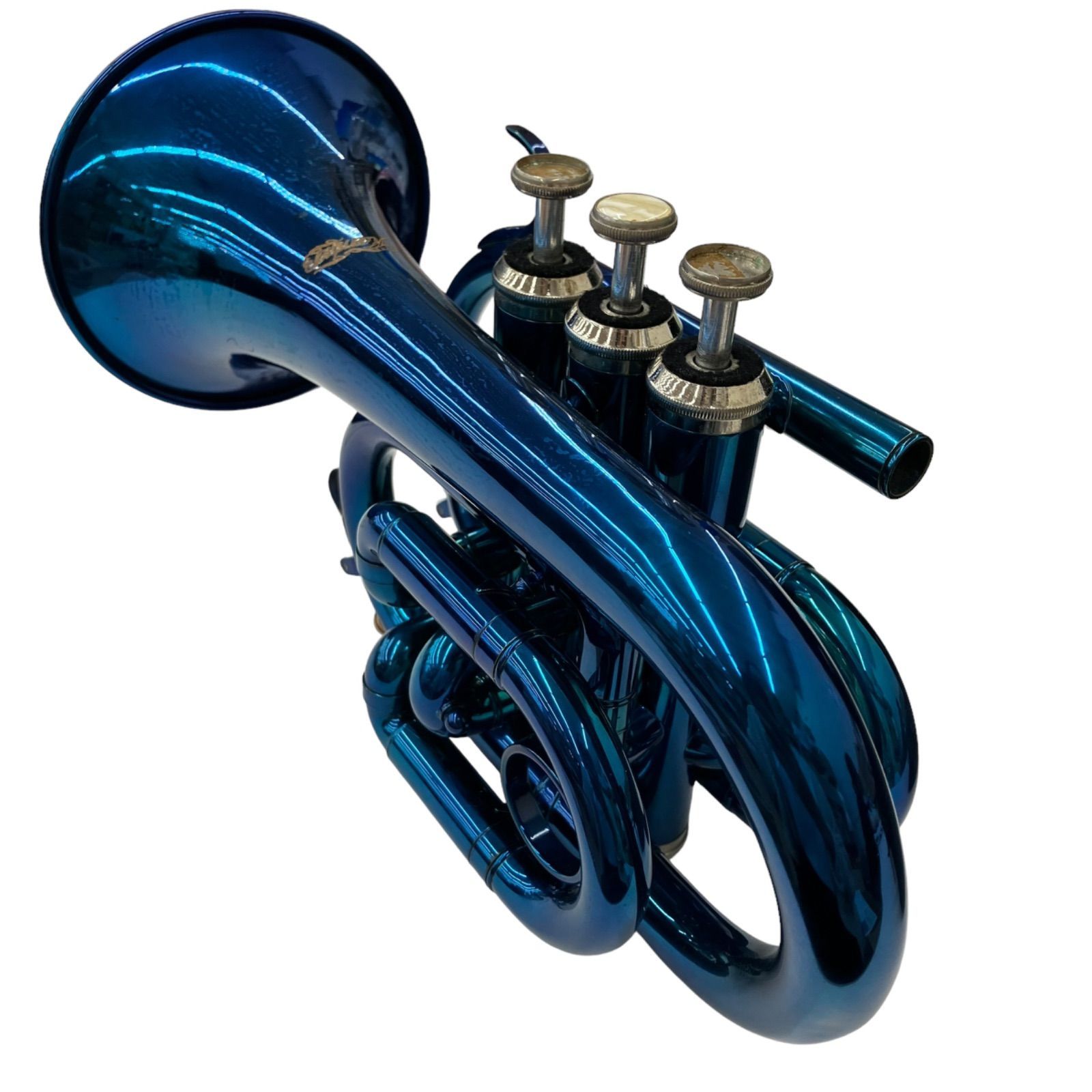 186000 現状品 J.Michael 管楽器 ポケットトランペット 青 本体　ケース付き [A1000025405353A] 186000 現状品 J.Michael 管楽器 ポケットトランペット 青 本体 ケース