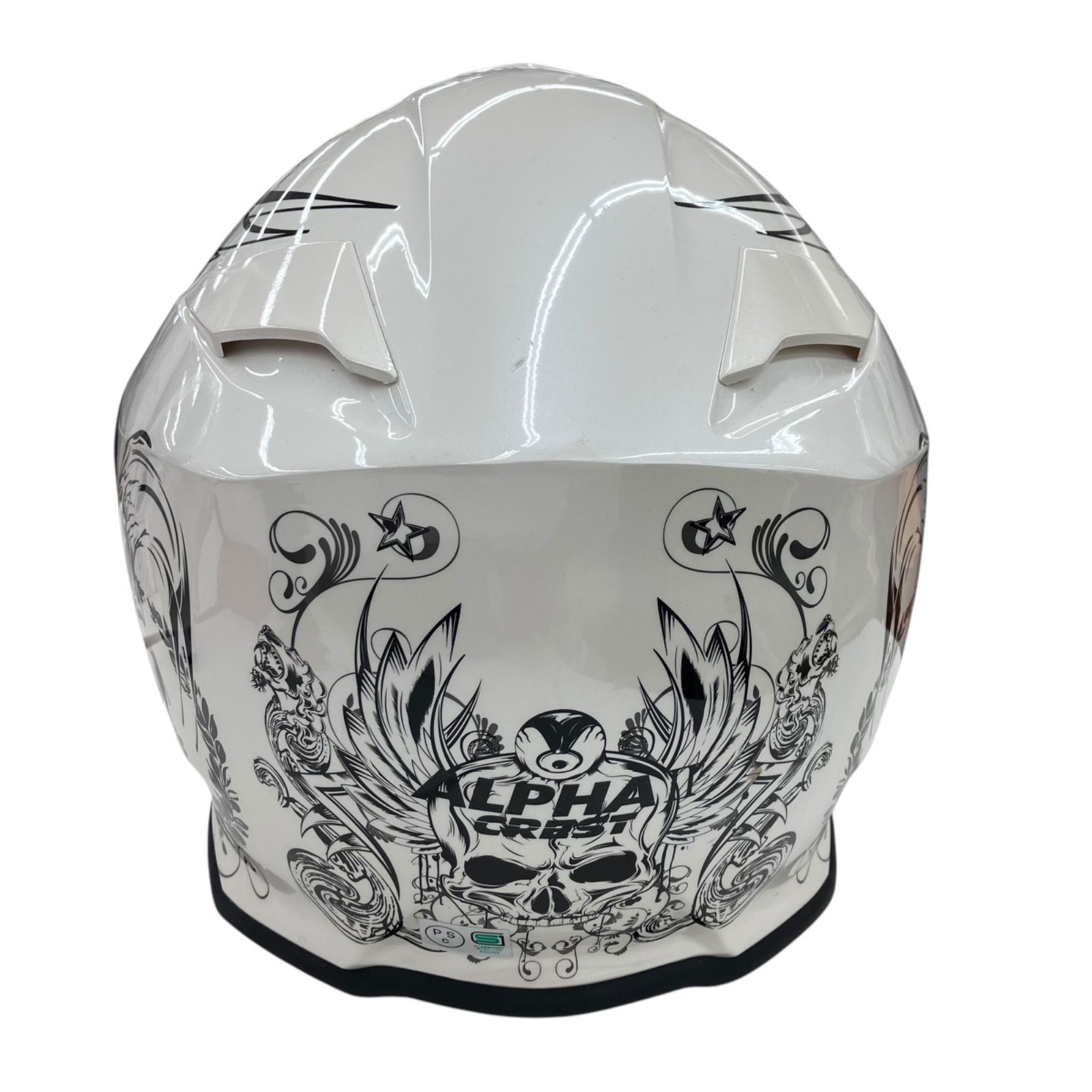 186000 現状品 Crest クレスト ヘルメット アルファ２スカル L パールホワイト [250317HM130127] 186000 現状品 Crest クレスト フルフェイスヘルメット アルファ2