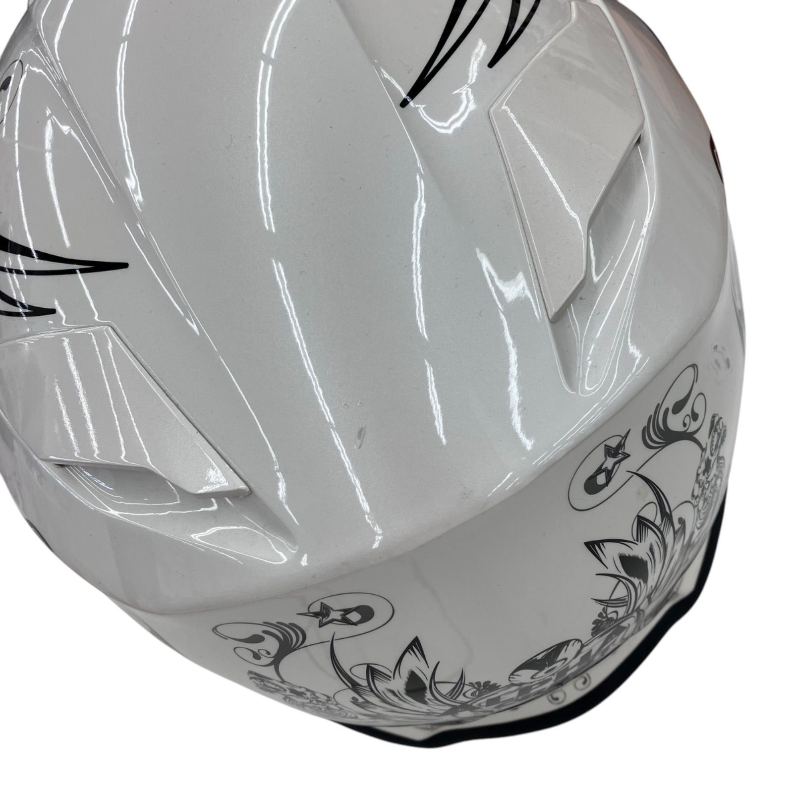 186000 現状品 Crest クレスト ヘルメット アルファ２スカル L パールホワイト [250317HM130127] 186000 現状品 Crest クレスト フルフェイスヘルメット アルファ2