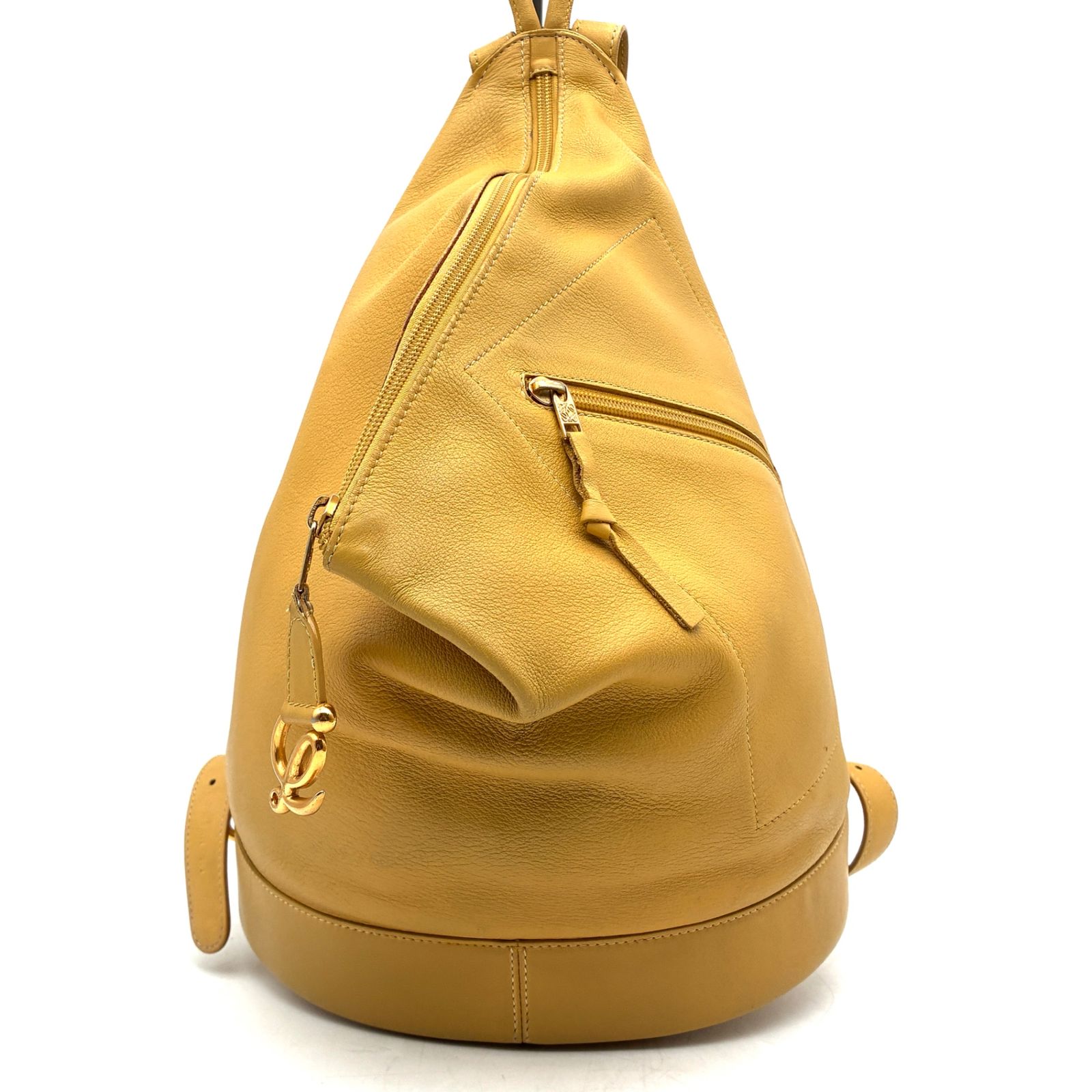 美品✨LOEWE アントン リュック アナグラム バックパック ナッパレザー ロエベ アントン リュック ナッパレザー アナグラム イエロー 黄色