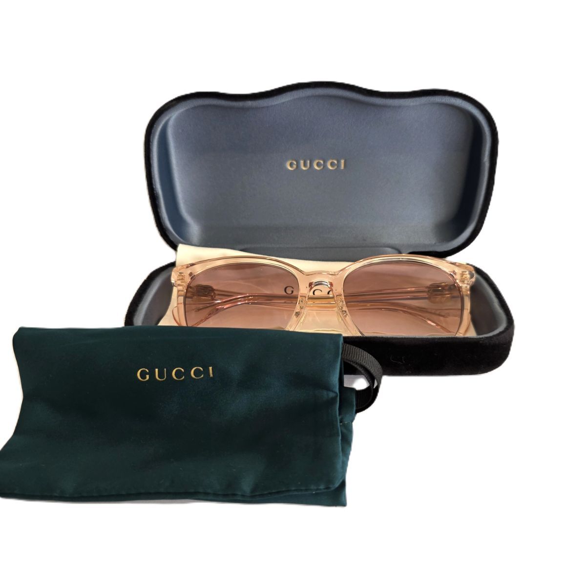 GUCCI グッチ ラウンドフレーム  アジアンフィット クリア ピンク サングラス GG1180SK プラスチック アセテート クリアピンク  レディース【中古】 GUCCI グッチ ラウンドフレーム アジアンフィット クリア ピンク