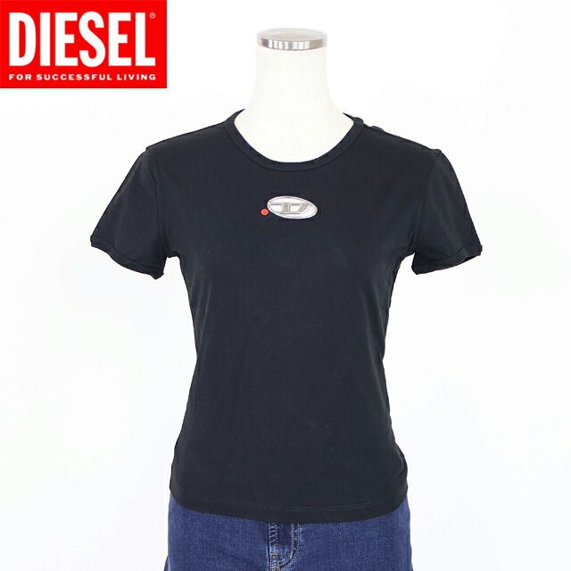 ディーゼル DIESEL【訳あり】レディース 半袖Tシャツ Dポイントリブ