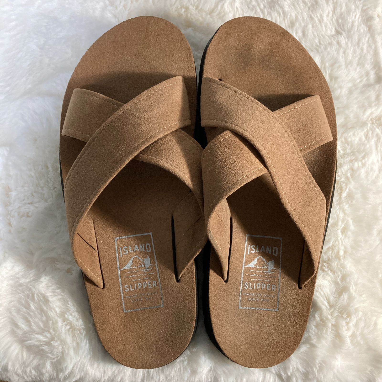 ハワイ製 ISLAND SLIPPER アイランド スリッパ スエードレザー クロス 