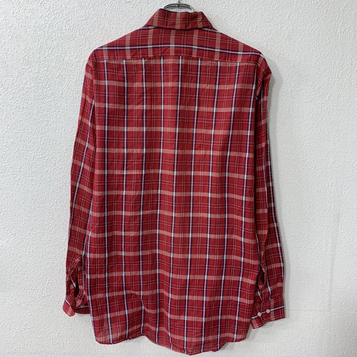 90s 台湾製 TOWNCRAFT 長袖 チェックシャツ M レッド マルチカラー 