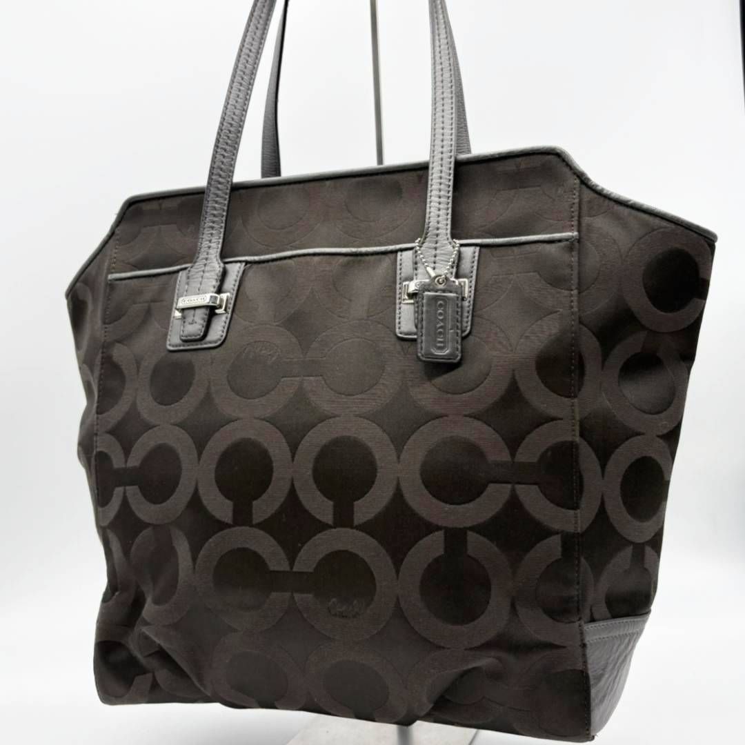 コーチ COACH トートバッグ オプアート ダークグレー キャンバス
