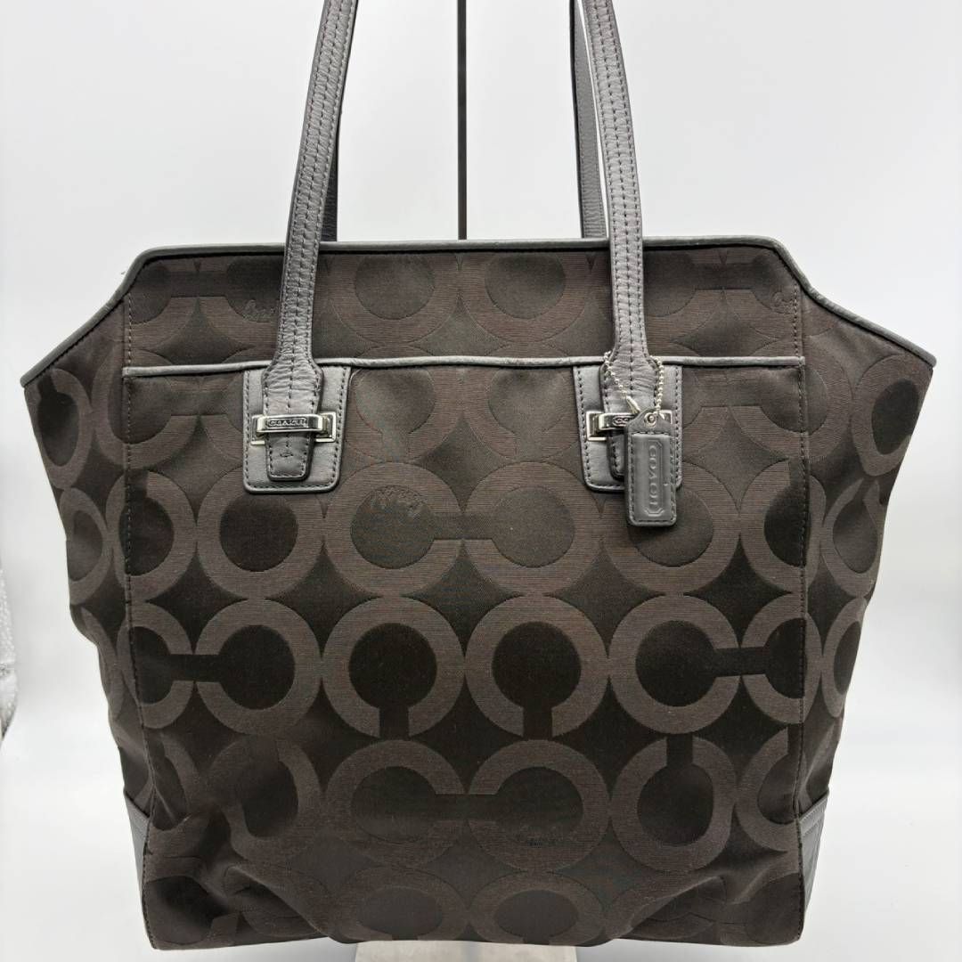 コーチ COACH トートバッグ オプアート ダークグレー キャンバス 