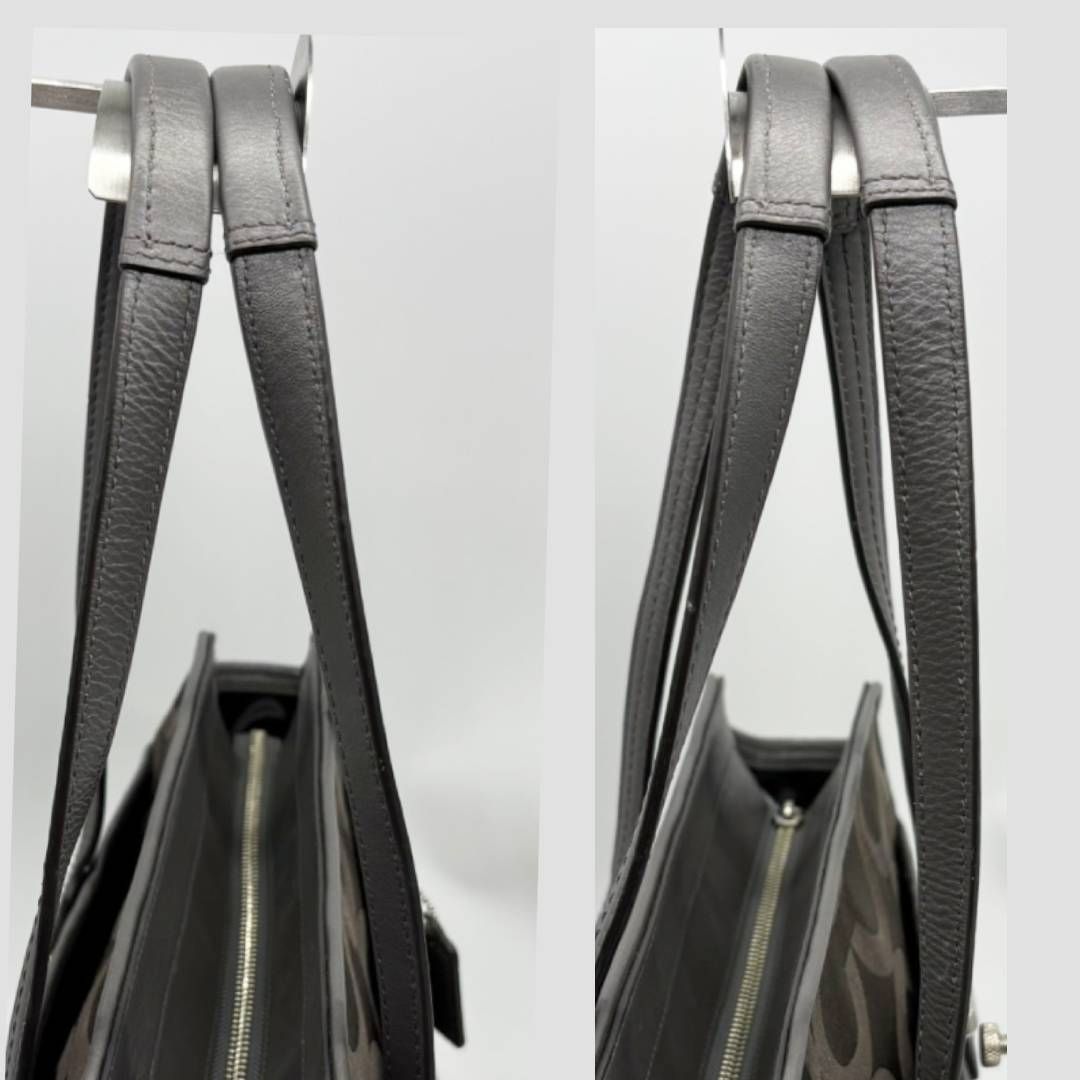 コーチ COACH トートバッグ オプアート ダークグレー キャンバス 