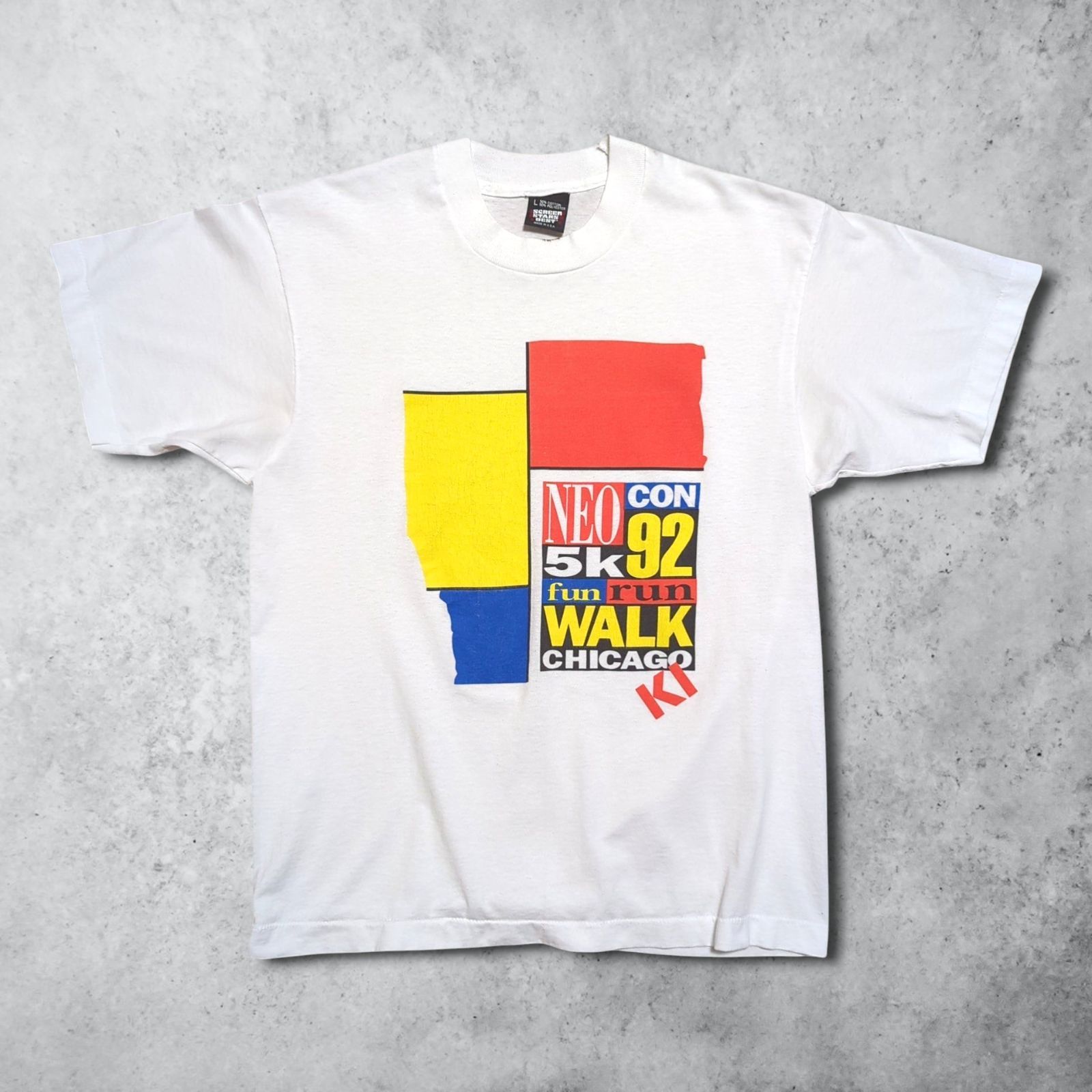 モンドリアン コンポジション アート サンプリング 90s USA製 Tシャツ 