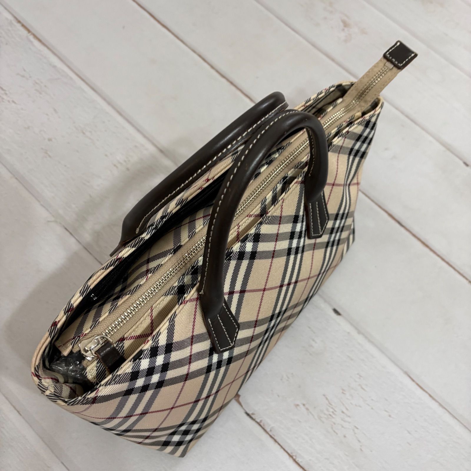 BURBERRY BLUE LABEL Nova Check Mini Boston Bag Handbag Beige Japan 