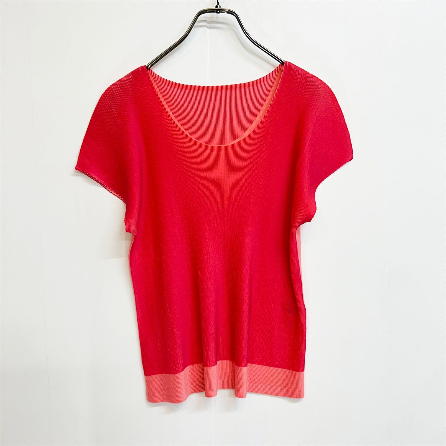 PLEATS PLEASE ノースリーブ トップス ミスト 美品 PLEATS PLEASE ISSEY MIYAKE プリーツ プリーズ バイカラー ミスト