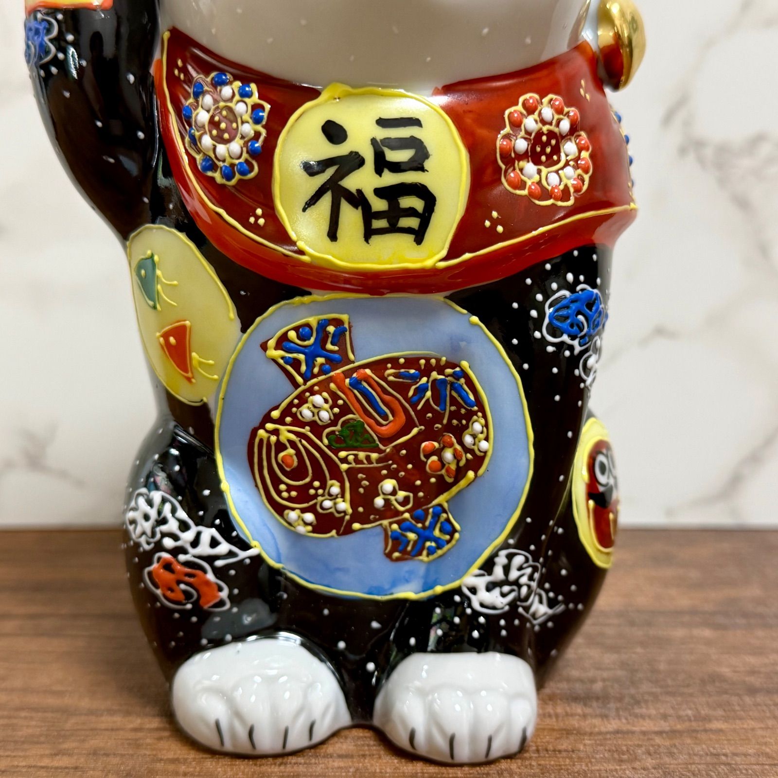 九谷焼 招き猫 宝文 6号 置物 縁起物 九谷焼】6号 招き猫 宝文 19cm 縁起物 置物 右手 金運招福 Maneki Neko