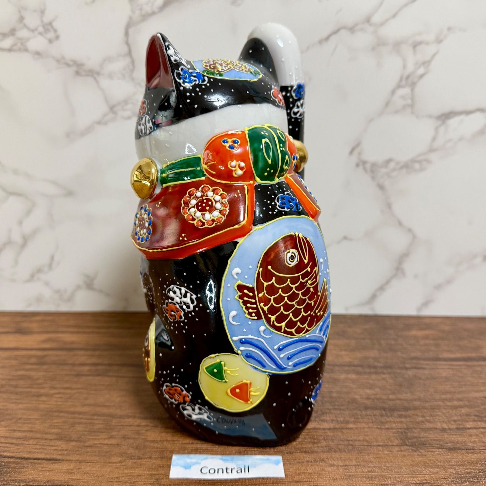 九谷焼】6号 招き猫 宝文 19cm 縁起物 置物 右手 金運招福 Maneki Neko