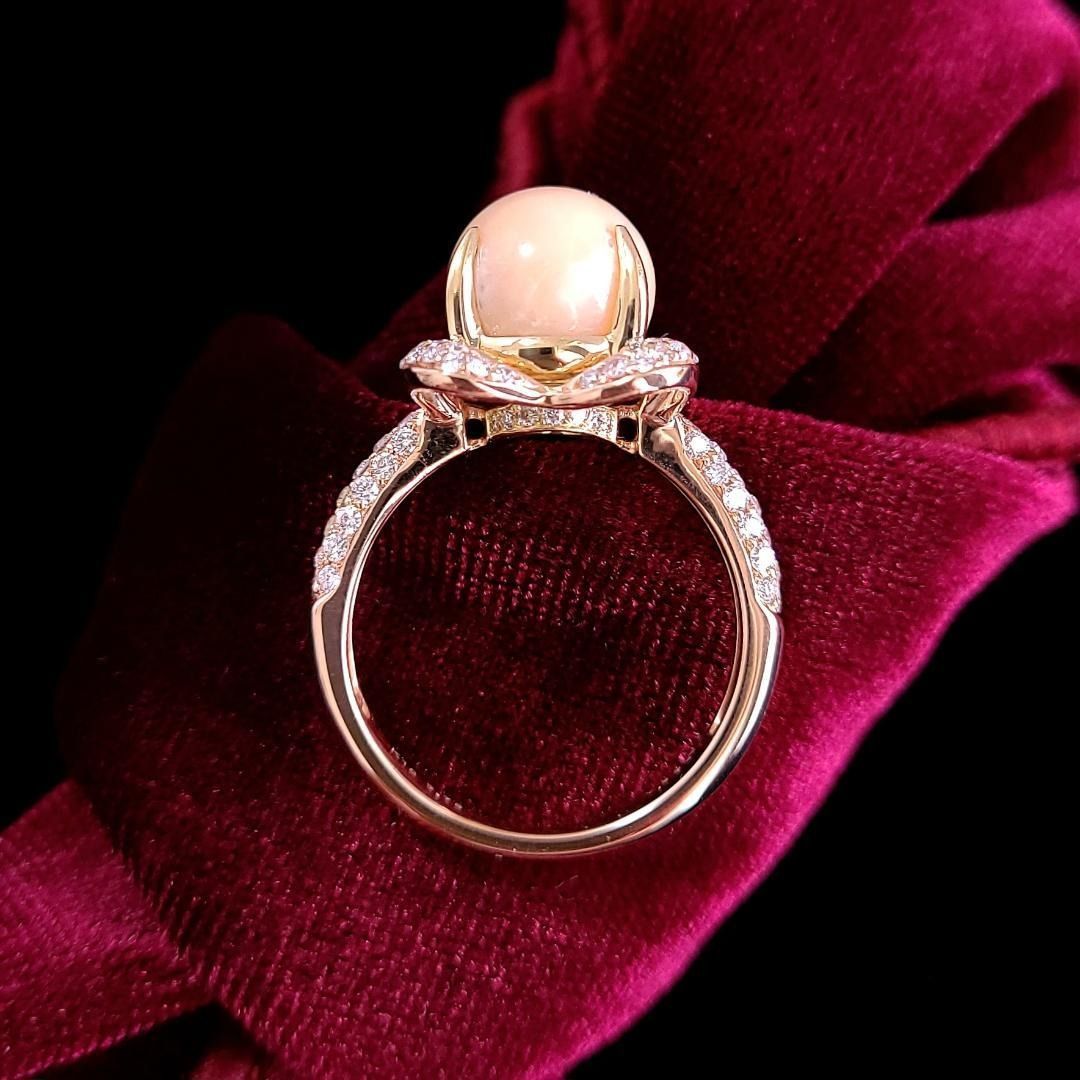 カリブの至宝！ 大粒コンクパール 5.78ct クリームピンク K18リング 