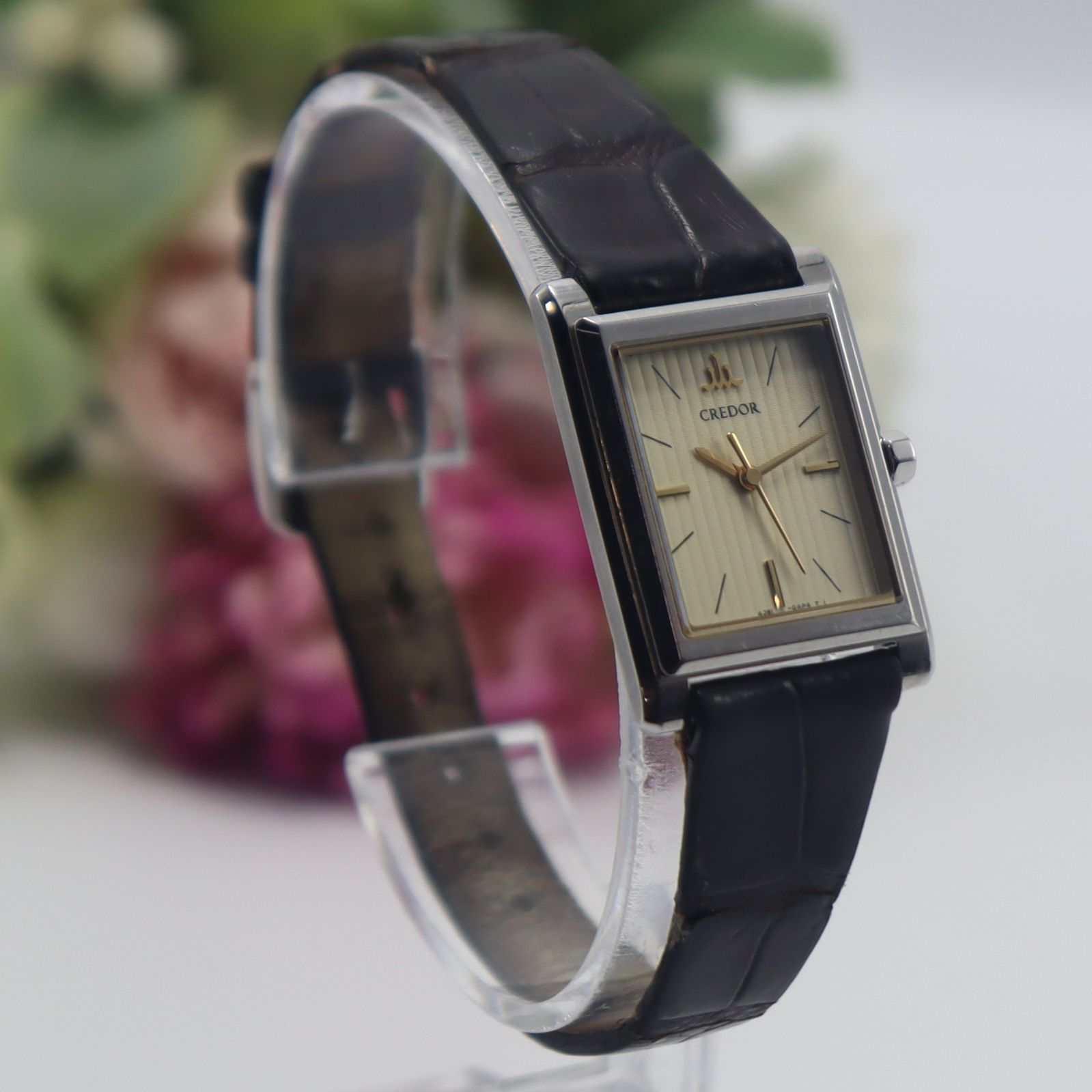 【純正ベルト 新品電池 稼動】SEIKO クレドール 4J81-0AK0 希少 電池新品 セイコー クレドール 4J81-0AK0 クォーツ スクエア