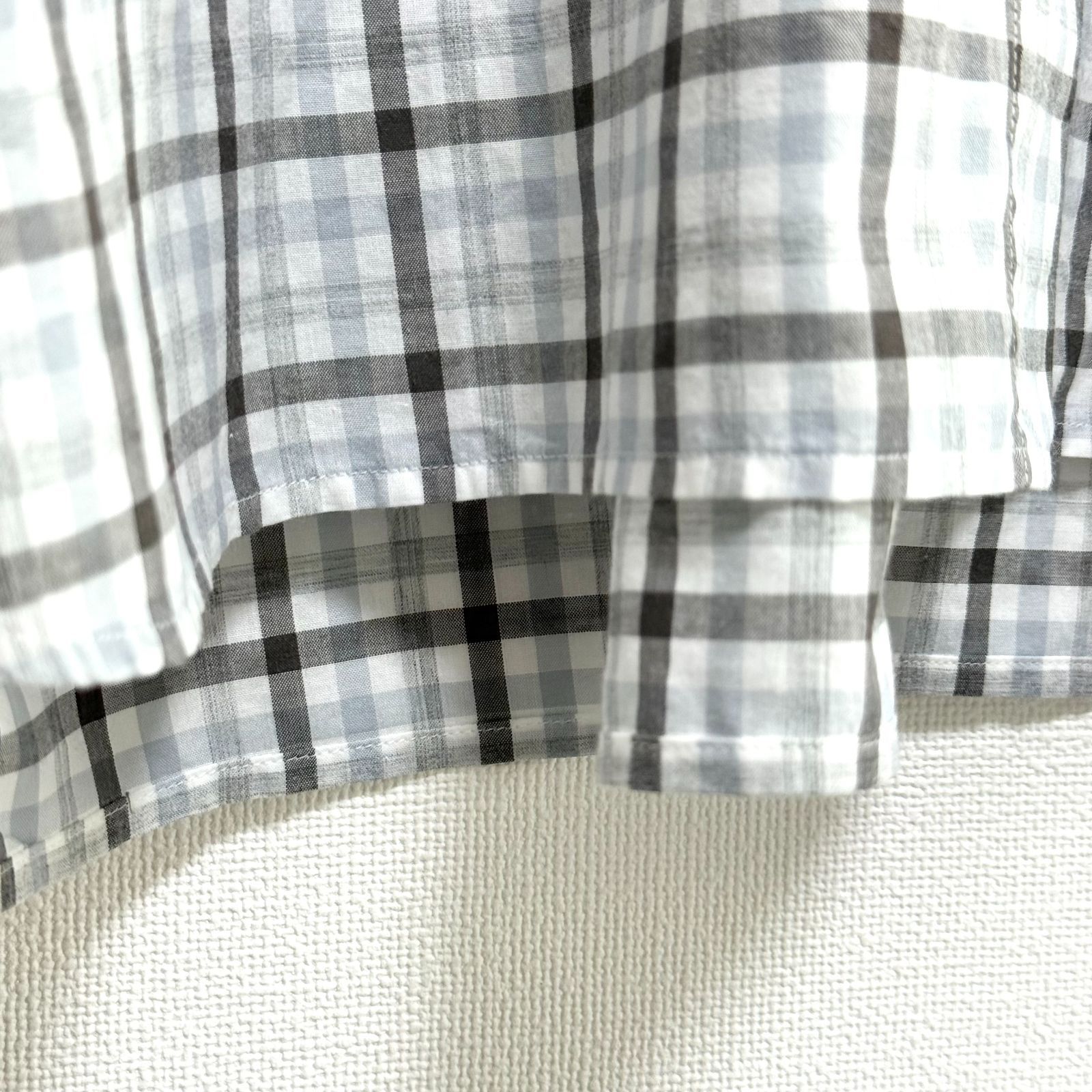 MARGARET HOWELL 丸襟 チェックシャツ コットン 長袖 グレー系 日本製