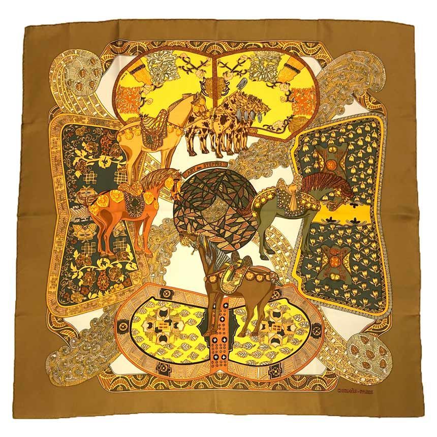 希少 HERMES エルメス スカーフ カレ90 ART des STEPPES ステップ美術