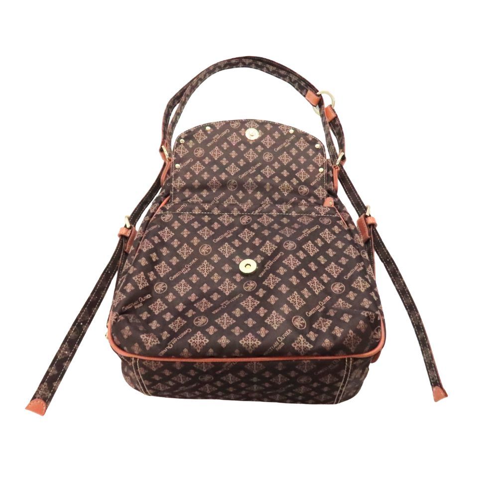 【中古】 CHRISTIAN OLIVIER クリスチャンオリビエ 3WAY 肩掛け ショルダーバッグ トートバッグ リュック ブラウン ロゴ 総柄 ナイロン 撥水加工 多機能 軽量 大容量 レディース A2601665 【無料ギフトラッピング承ります】 中古】 CHRISTIAN OLIVIER クリスチャンオリビエ 3WAY 肩掛け