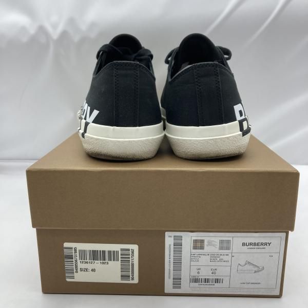 中古】BURBERRY LOW TOP SNEAKER UK6 ブラック/ホワイト バーバリー[19