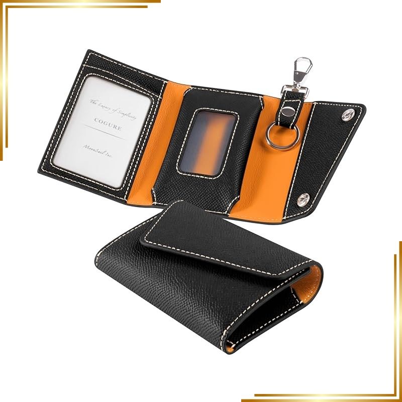 【新品】 [COGURE] コグレ スマートキーケース 本革 ヨーロピアンエンボスレザー 透明窓 スマートキーホルダー カード入れ ギフトボックス付き ブラック【Black】 0