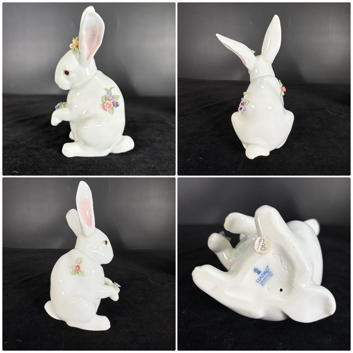 LLADRO リヤドロ 花飾りの白うさぎ フィギュリン 2体セット陶器 置物