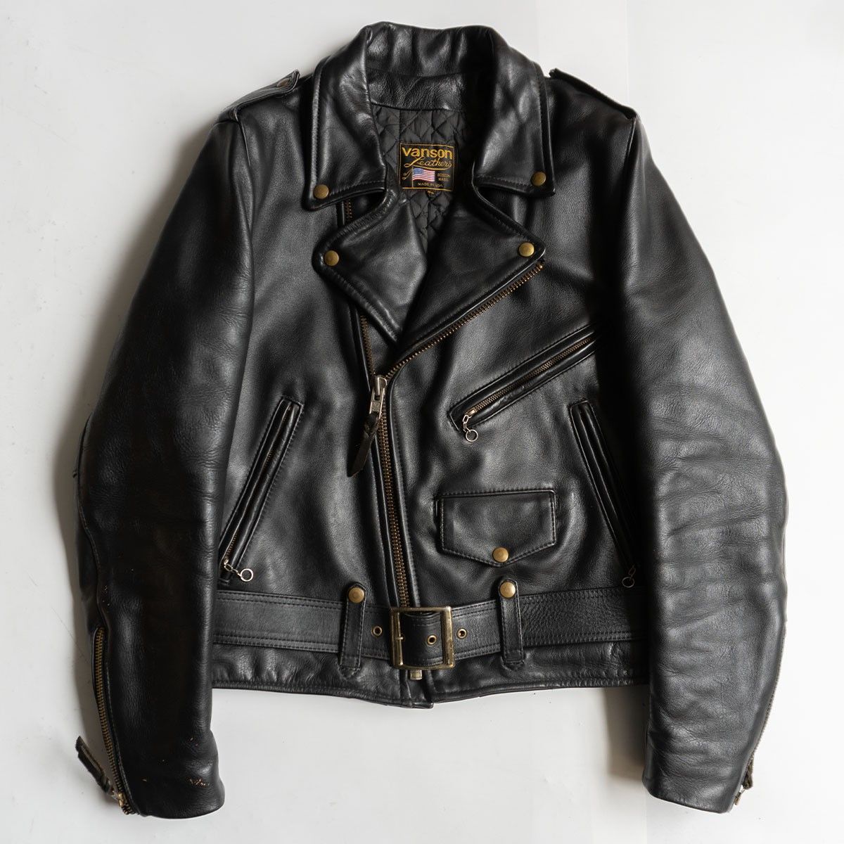 雰囲気抜群】 VANSON 【C2 ダブルライダース ジャケット】40 レザー 