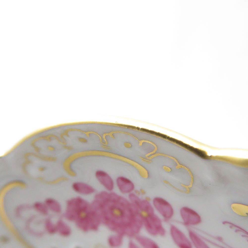 美品 MEISSEN マイセン インドの華 リッチピンク 54907 オーバルプレート 透かし レースボウル オープンワーク 金彩 SU13980J1 美品 MEISSEN マイセン インドの華 リッチピンク 54907 オーバル