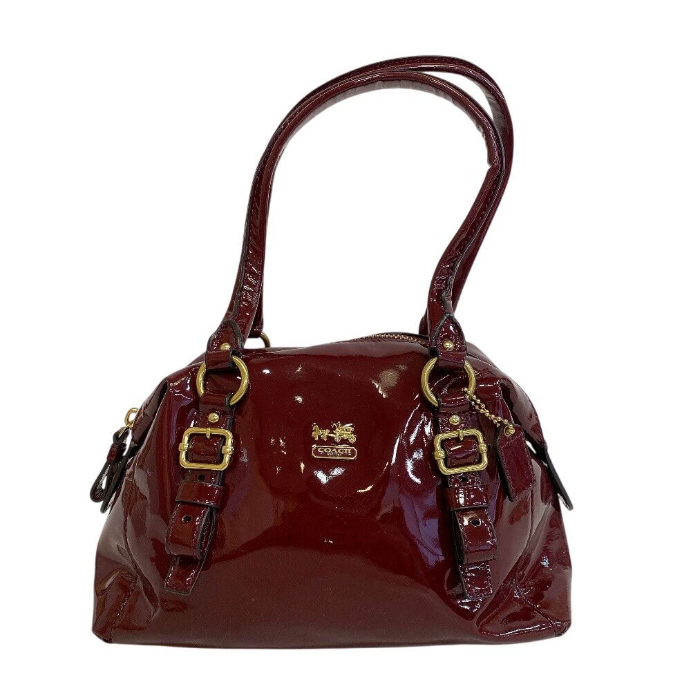 COACH コーチ ショルダー マディソン エナメル ハンドバッグ ボルドー 