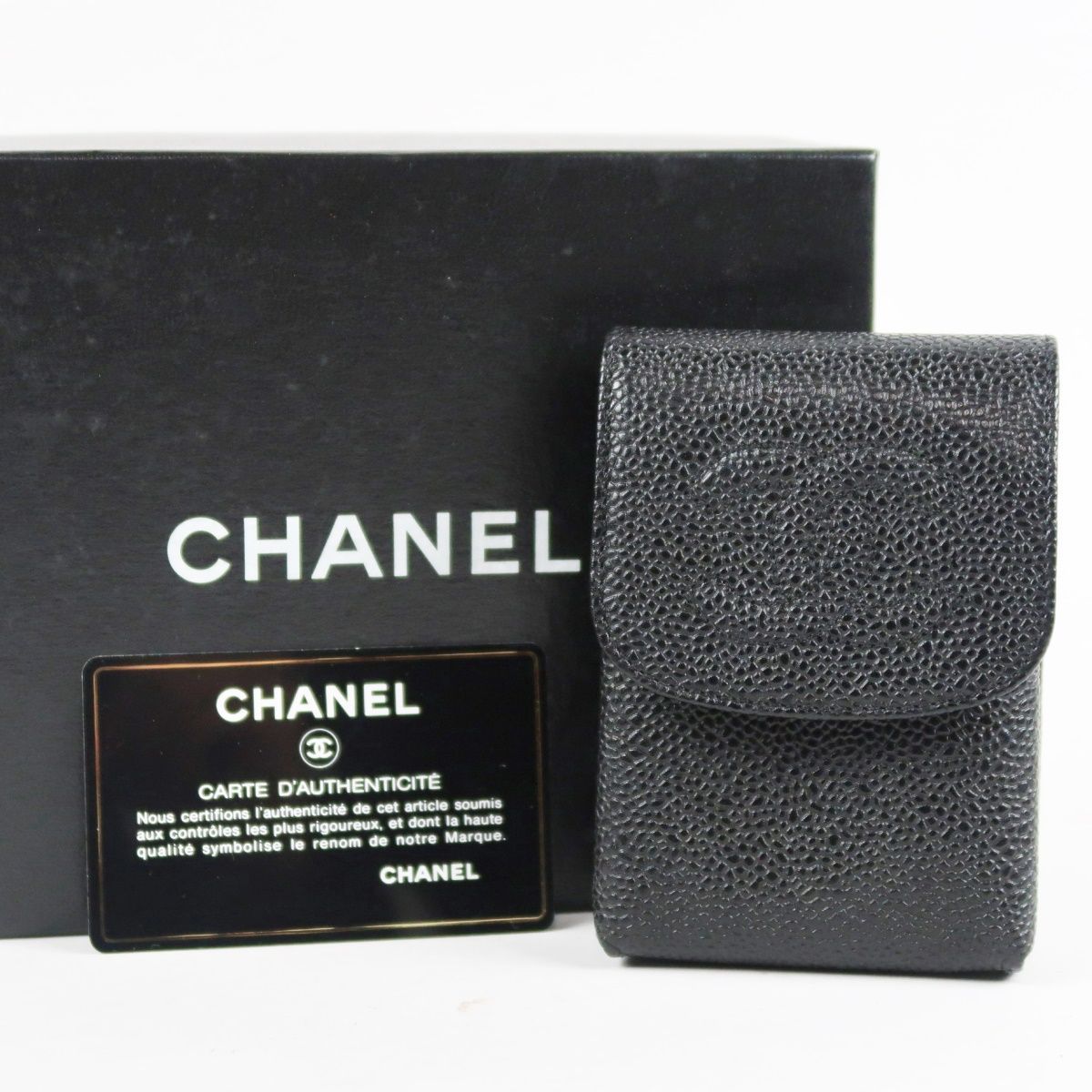 超美品】CHANEL シャネル キャビアスキン ココマーク シガレットケース 
