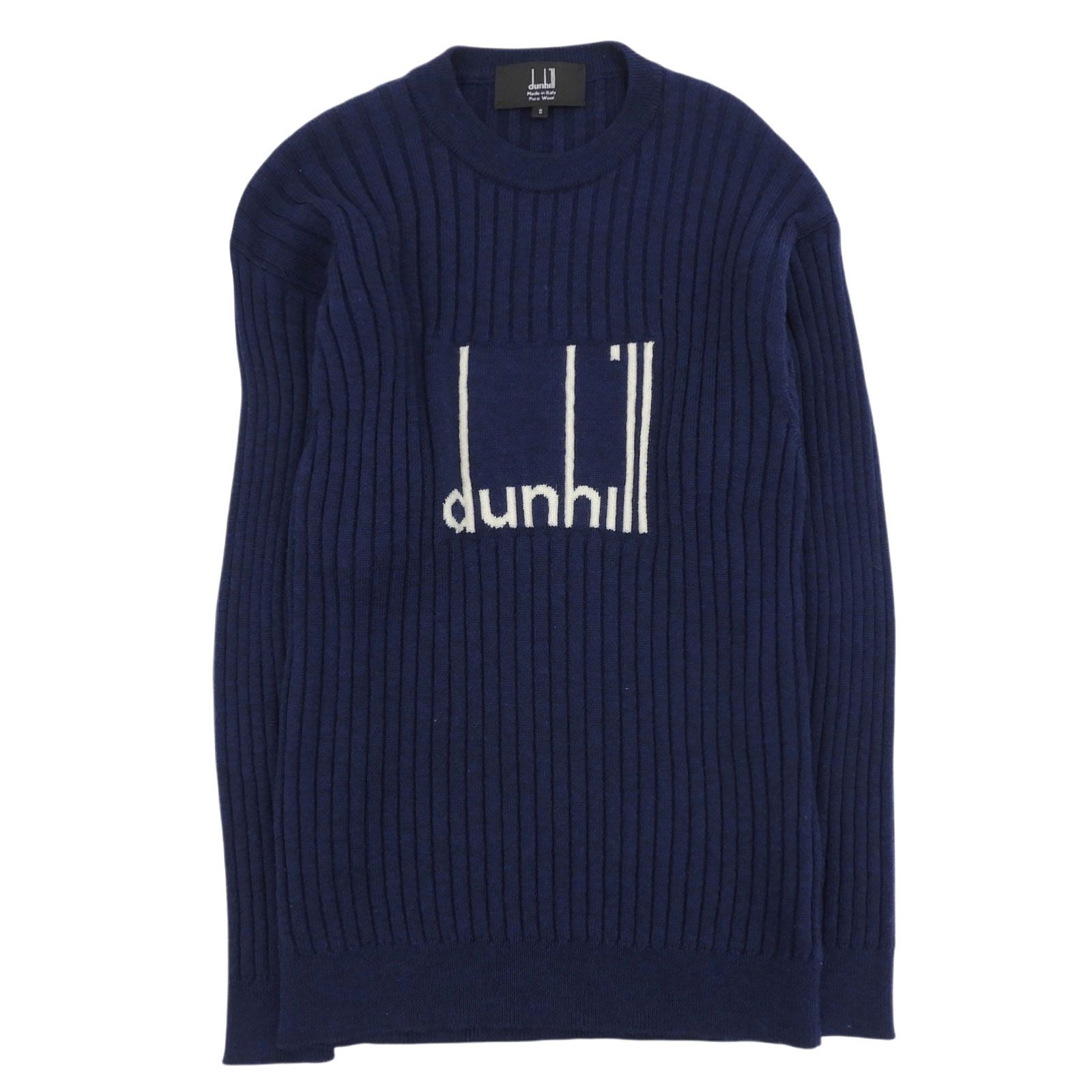dunhill ダンヒル ウールバイカラーカーディガン ネイビー ホワイト M 