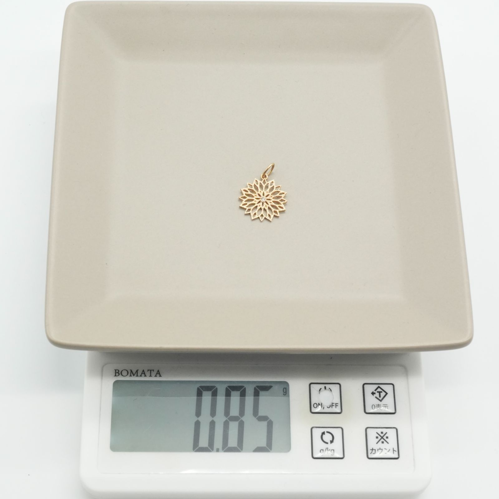 アガット 透かし フラワー ネックレストップ K10 ダイヤ/25-3737
