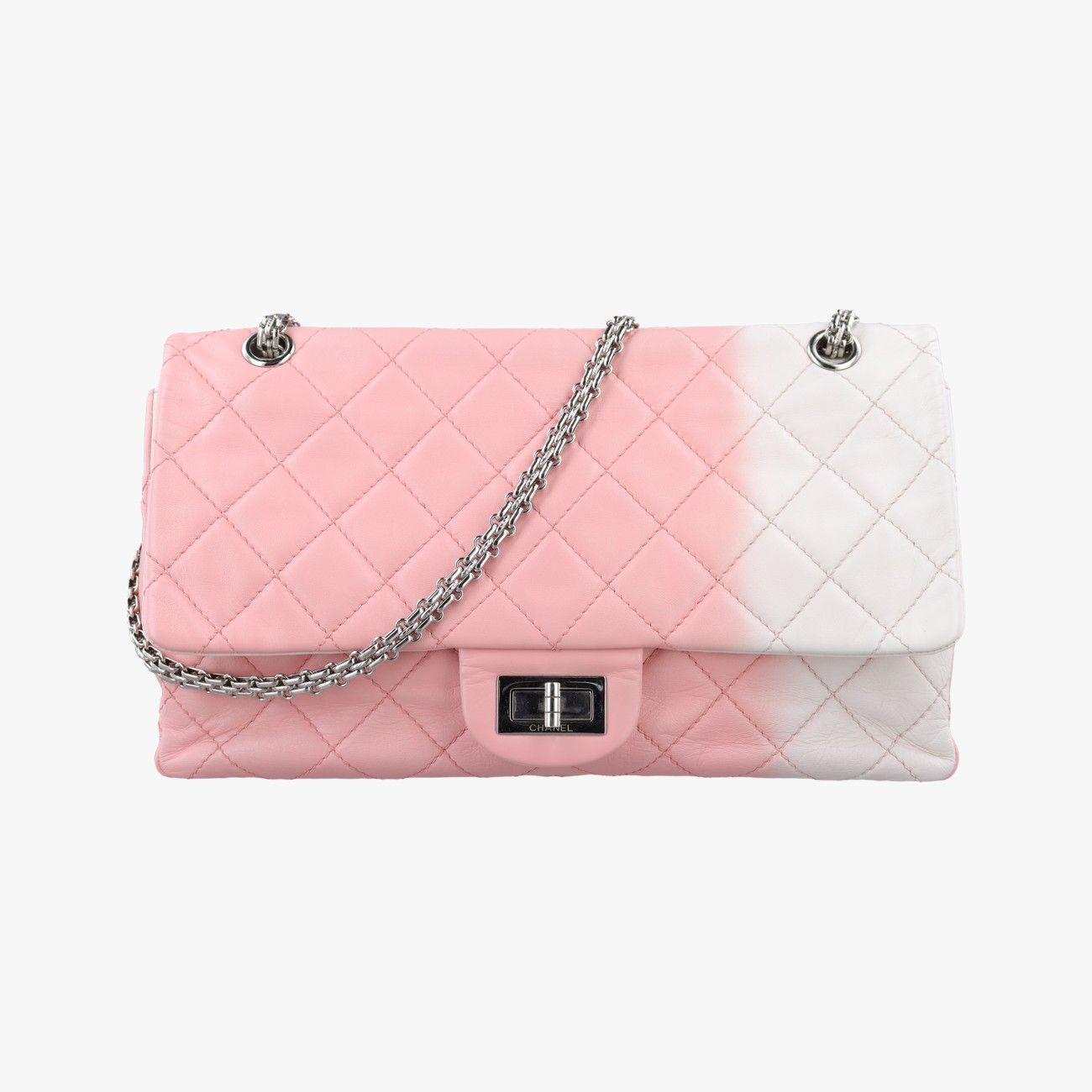 シャネルChanel2.55 ダブルフラップマトラッセ ピンク×ベージュ 