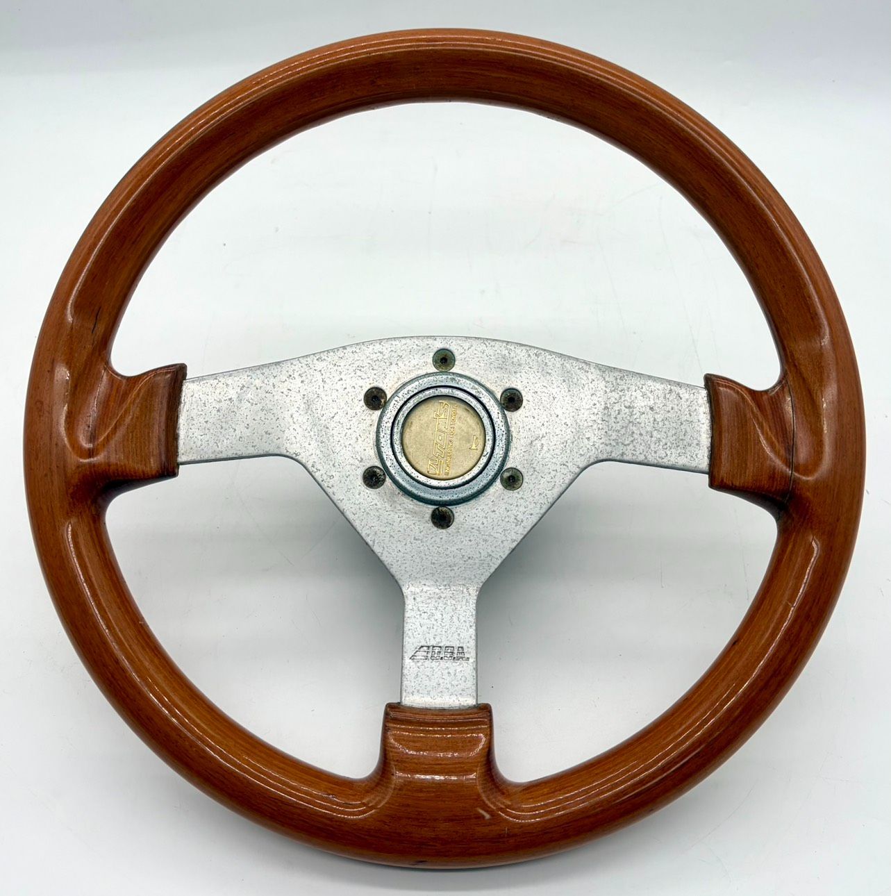 中古 O.B.A. ITALIAN MADE ウッド ステアリング 約34.5φ ウッド＆ポリッシュ クラシックタイプ 中古 O.B.A. ITALIAN MADE ウッド ステアリング 約34.5φ ウッド