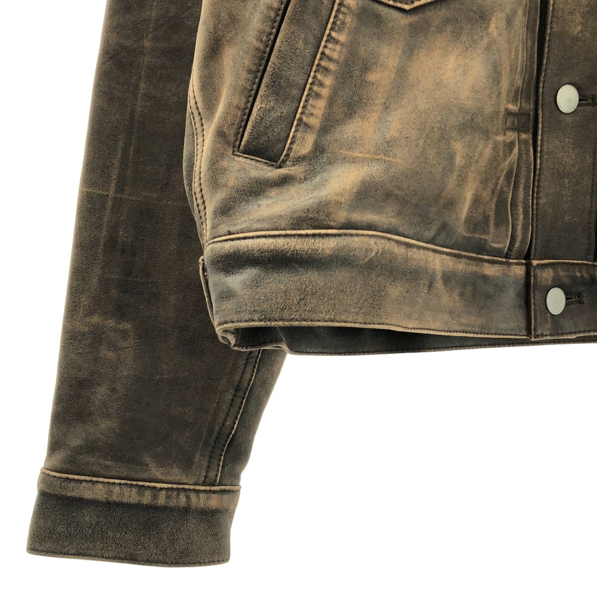 美品】 YOKE / ヨーク | 2026SS | Cracked Leather Trucker Jacket